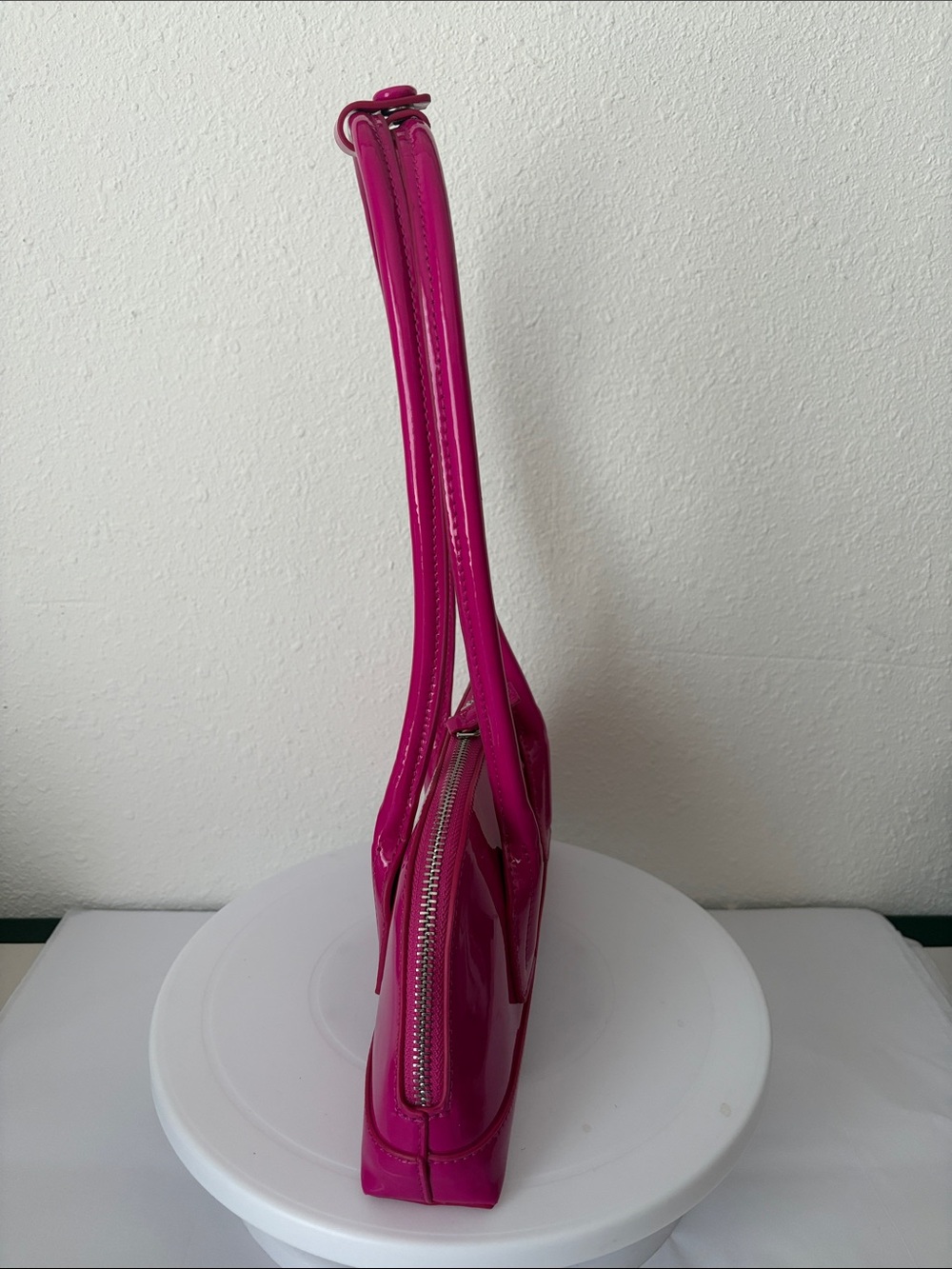 Zara Glossy Fuchsia Patent Shoulder Bag - Picture 2 of 11